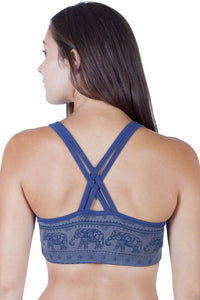 Elephant Print Organic Cotton Yoga Bra