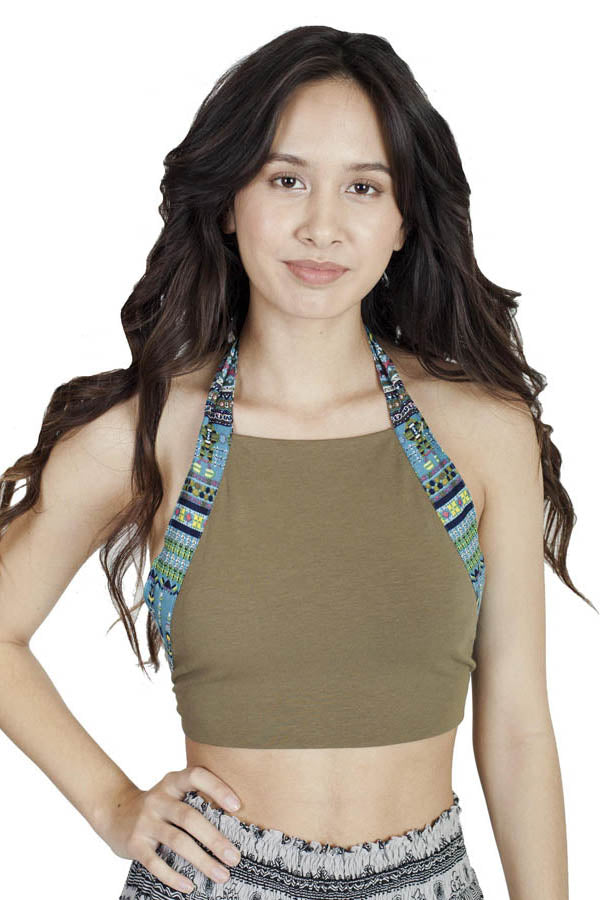 Old School Bohemian Halter Crop Beach Top