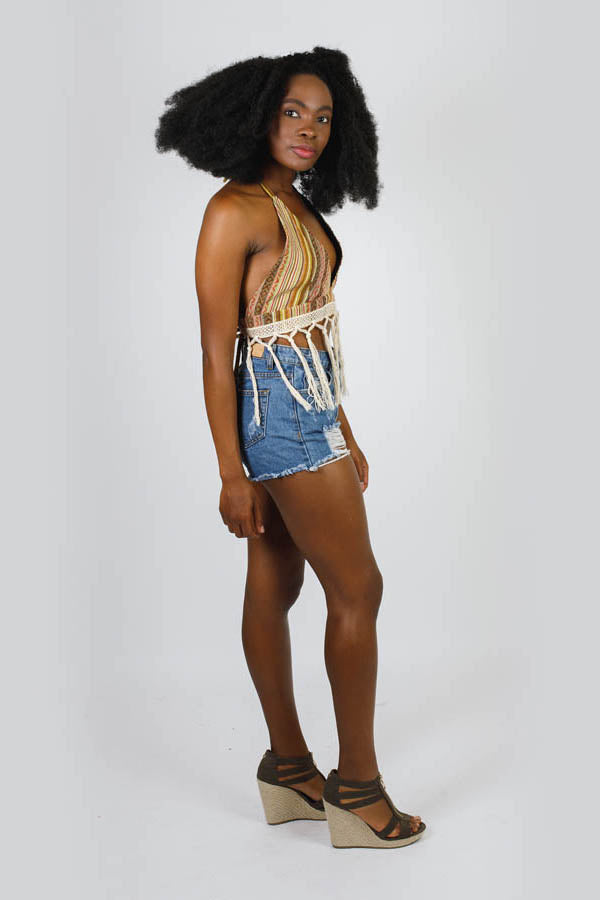Gheri Safari Tasseled V-Neck Halter