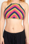Multi Stripe Boho Crochet Halter Top