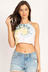 Tie-dyed Organic High Neck Crop Cami