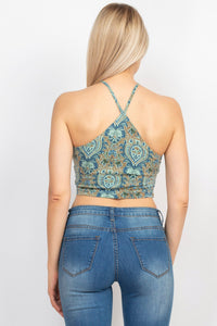 Paisley Crop Fitted Tank Top