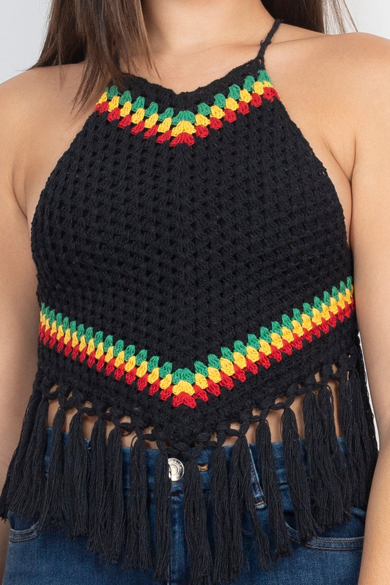 Rasta Triangle Crochet Top