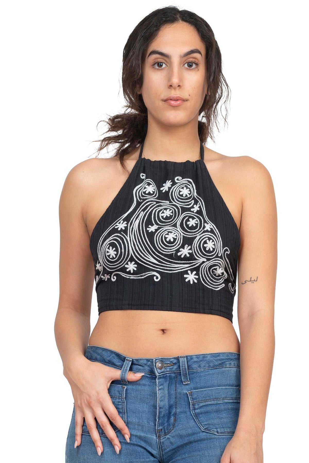 Celestial Embroidery Halter Top