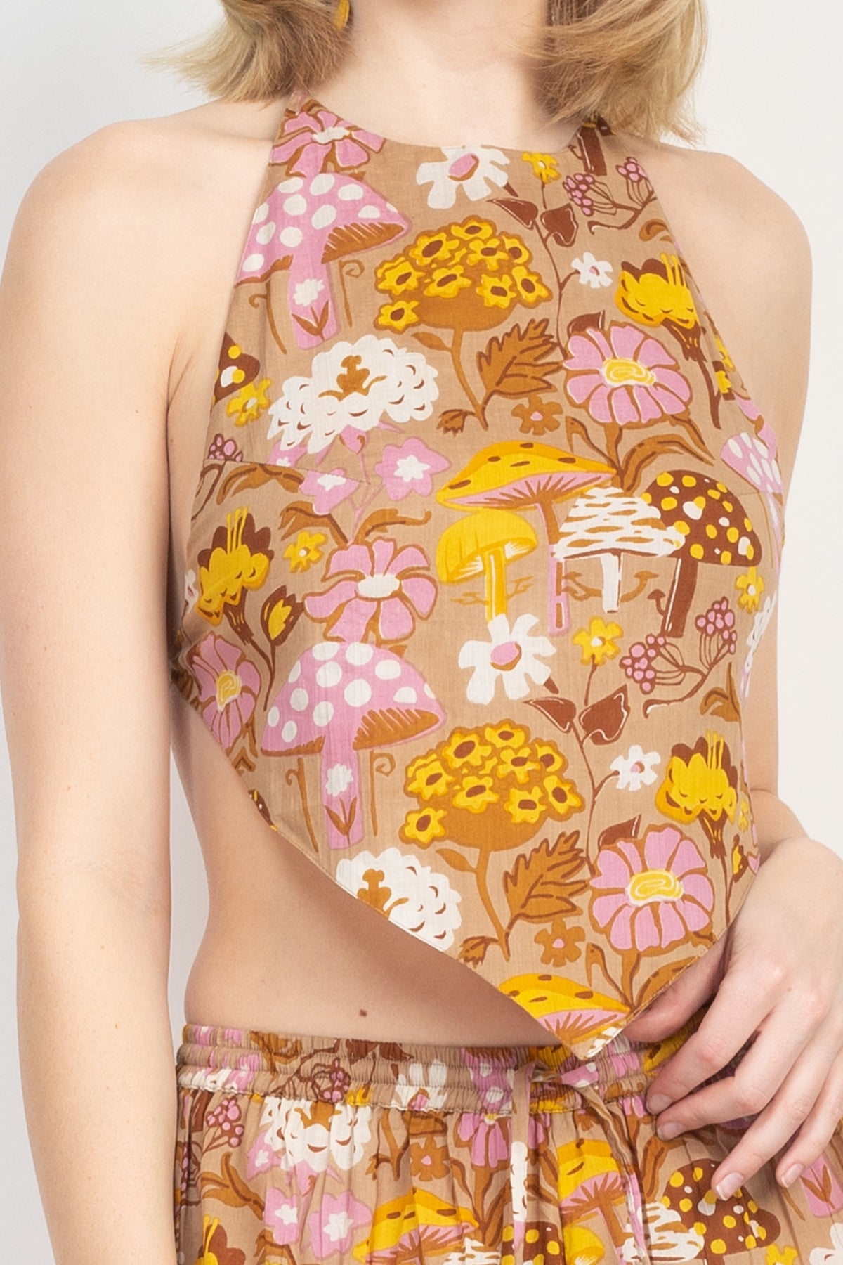 Mushroom Print Halter Top