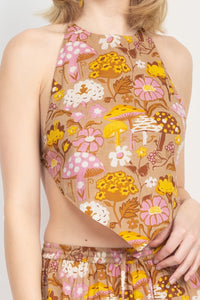 Mushroom Print Halter Top
