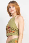 Mushroom Embroidery Halter Top