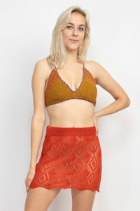 Tow Tone Crochet halter Top