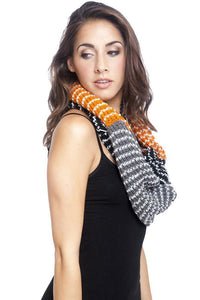 Hand knit Dual color Infinity Winter scarf