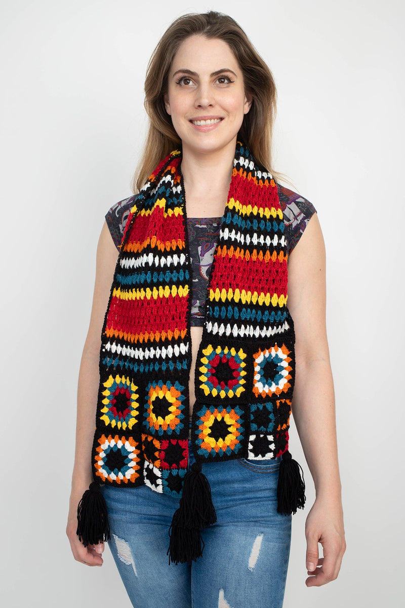 Hippie Granny Square Scarf