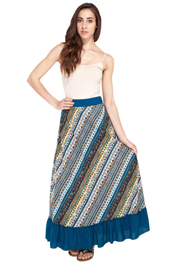 Funky Aztec Ruffled Summer Skirt
