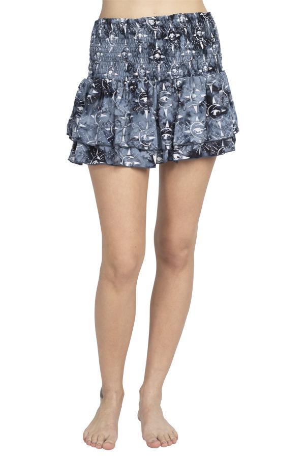 Batik Ruffle Miniskirt