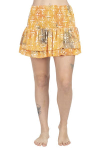 Batik Ruffle Miniskirt