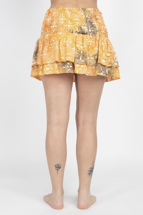 Batik Ruffle Miniskirt