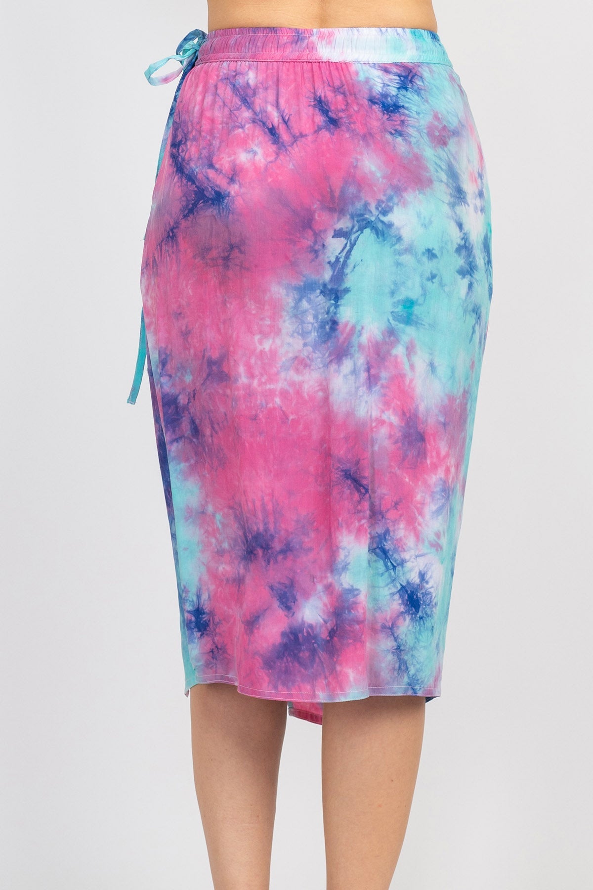 Colorful Tie-Dye Wrap Midi Skirt
