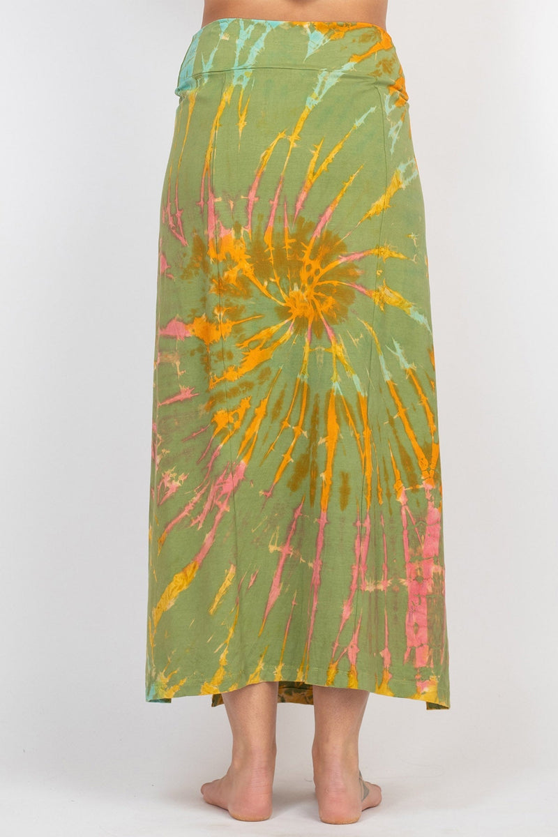 Double Slit Tie-Dye Maxi Skirt