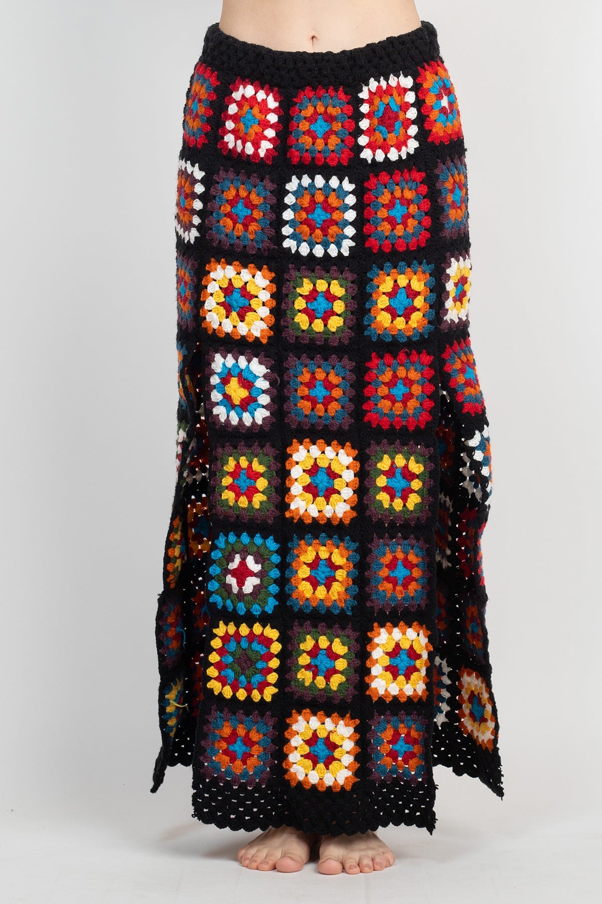 Patchwork Slit Crochet Skirt