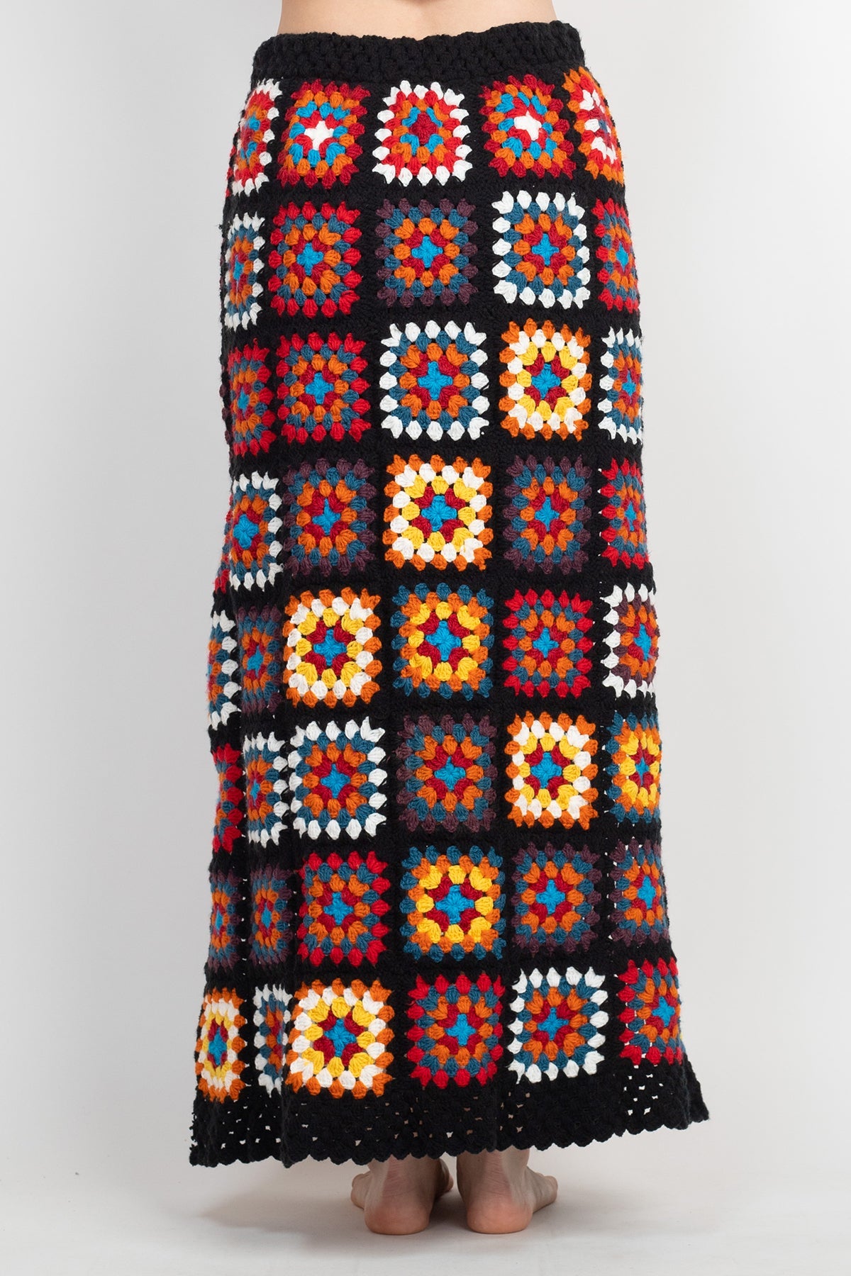 Patchwork Slit Crochet Skirt