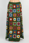 Patchwork Slit Crochet Skirt