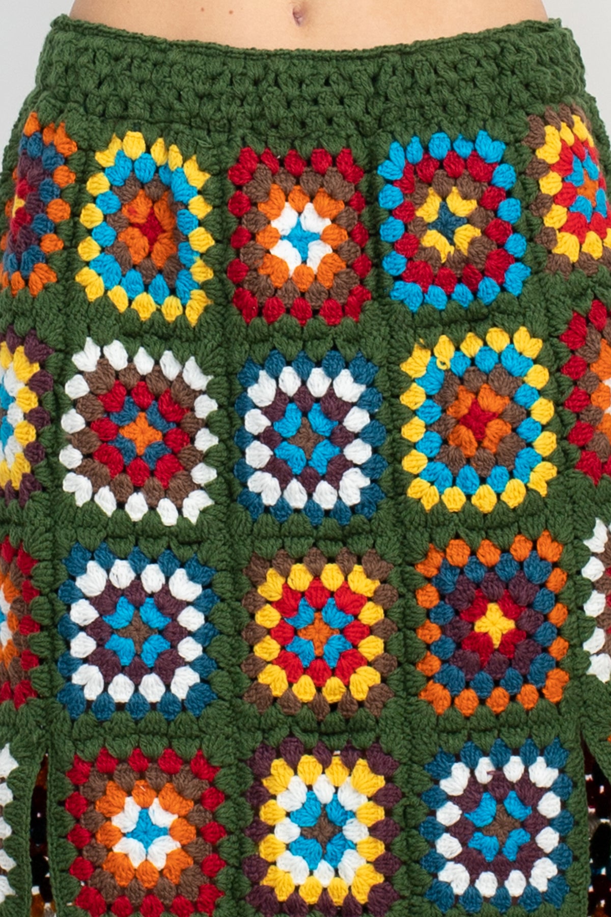 Patchwork Slit Crochet Skirt