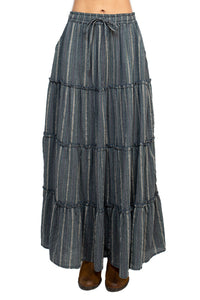 Stripe Tiered Maxi Skirt