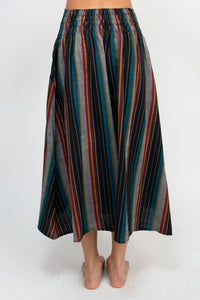 Striped A Line Midi Skirt