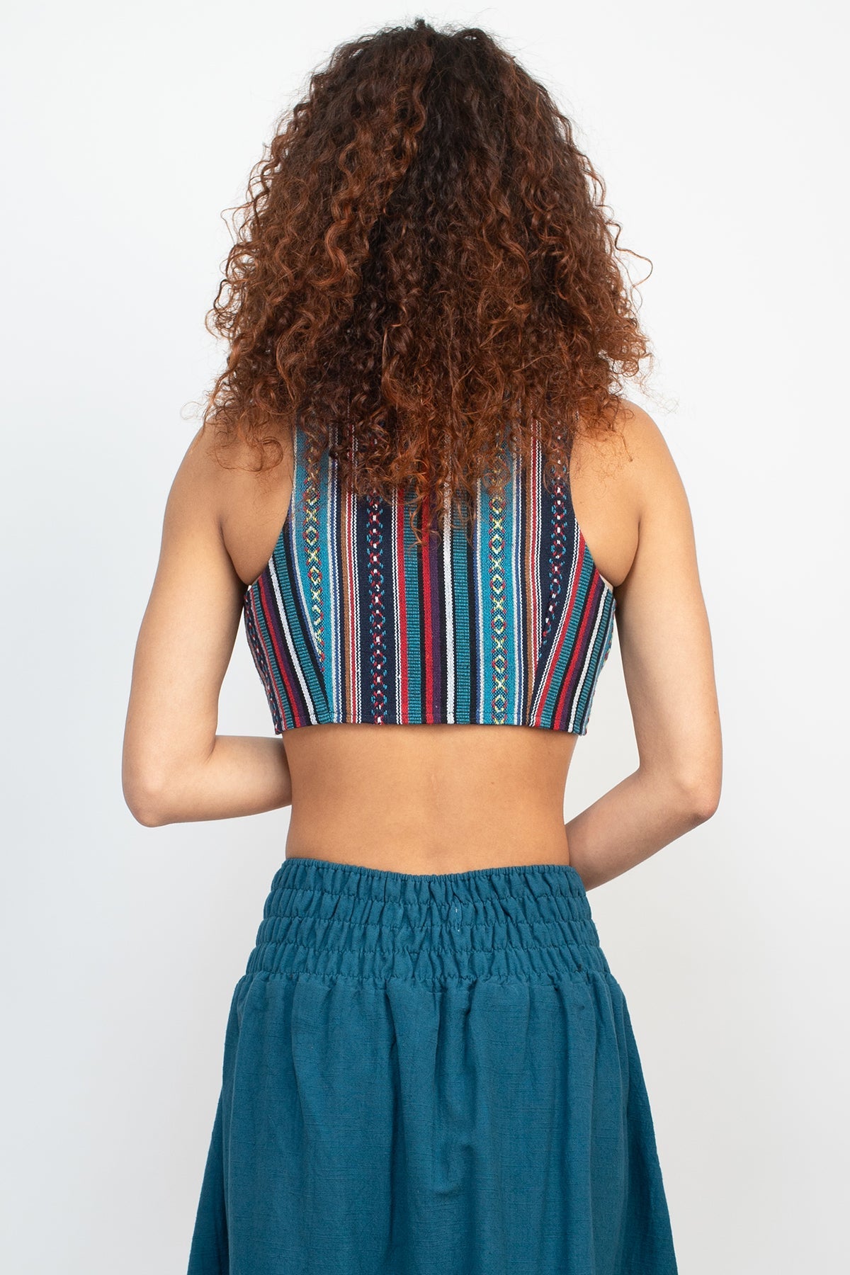 Homespun Striped Yoke Midi Skirt