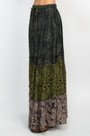 Tiered Lace Print Maxi Skirt