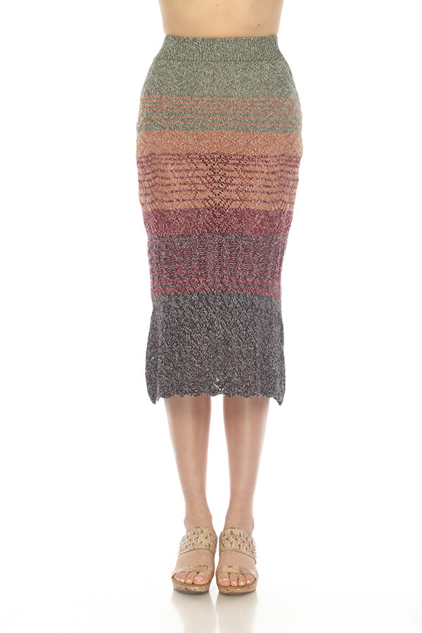 Gradient Knit Midi Skirt