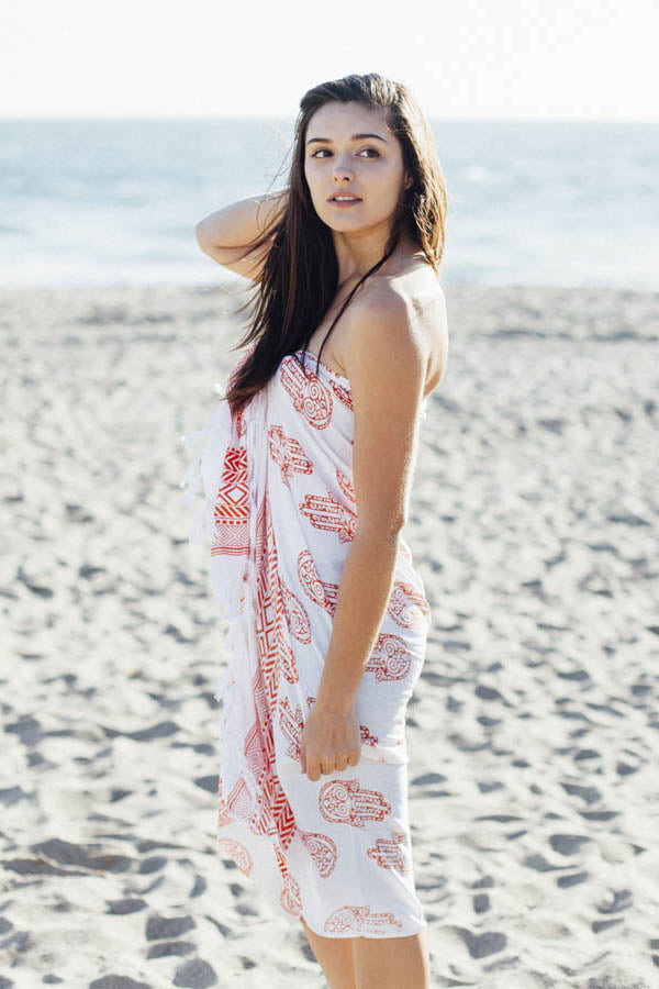 women's Hamsa Beach Coverup Sarong Wraps w/Buckle