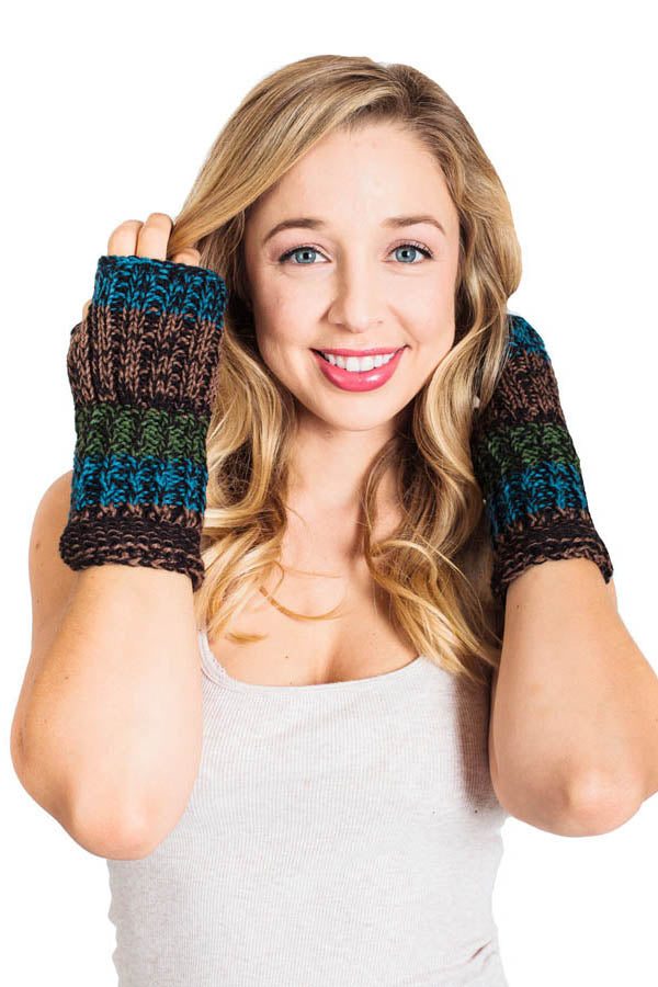 Funky Stripes Fingerless Hobo Gloves