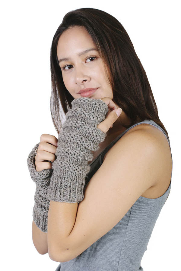 Winter hand knit woolen River Ripples Hobo Gloves
