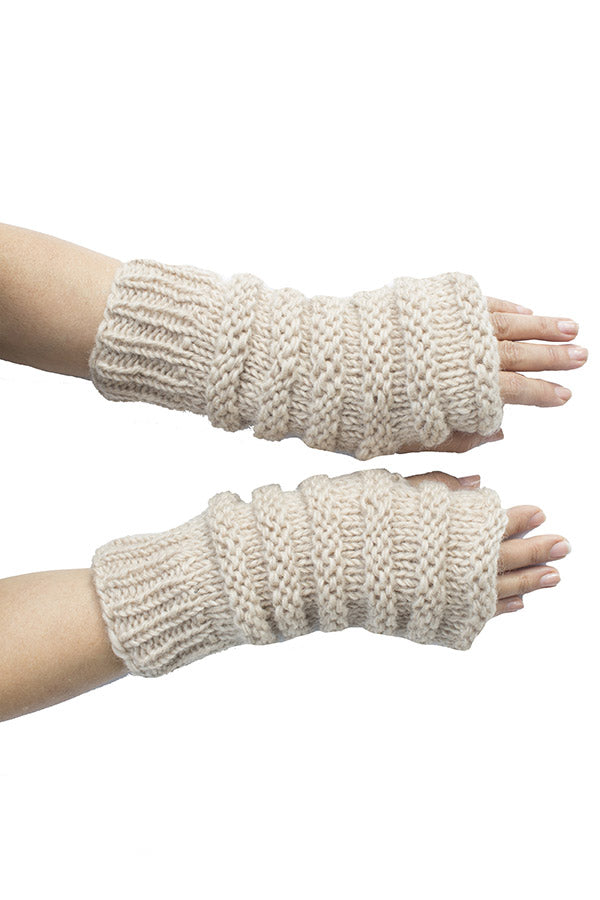Winter hand knit woolen River Ripples Hobo Gloves
