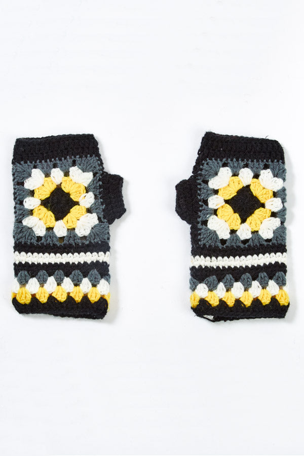 Flower Patch Crocheted Fingerless Gloves