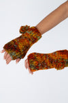 Hand Painted Pom Fingerless Gloves