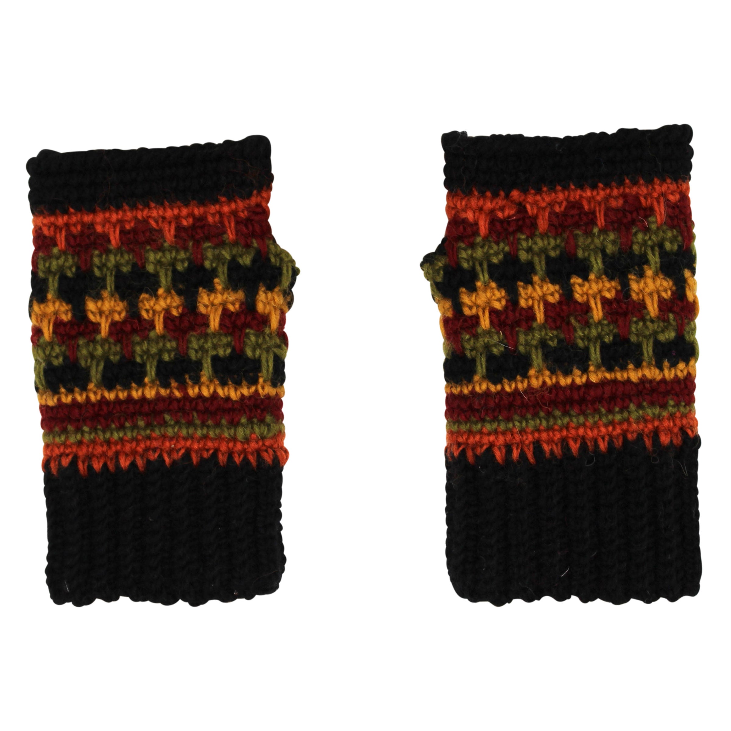 Short Multi Color Fingerless Gloves
