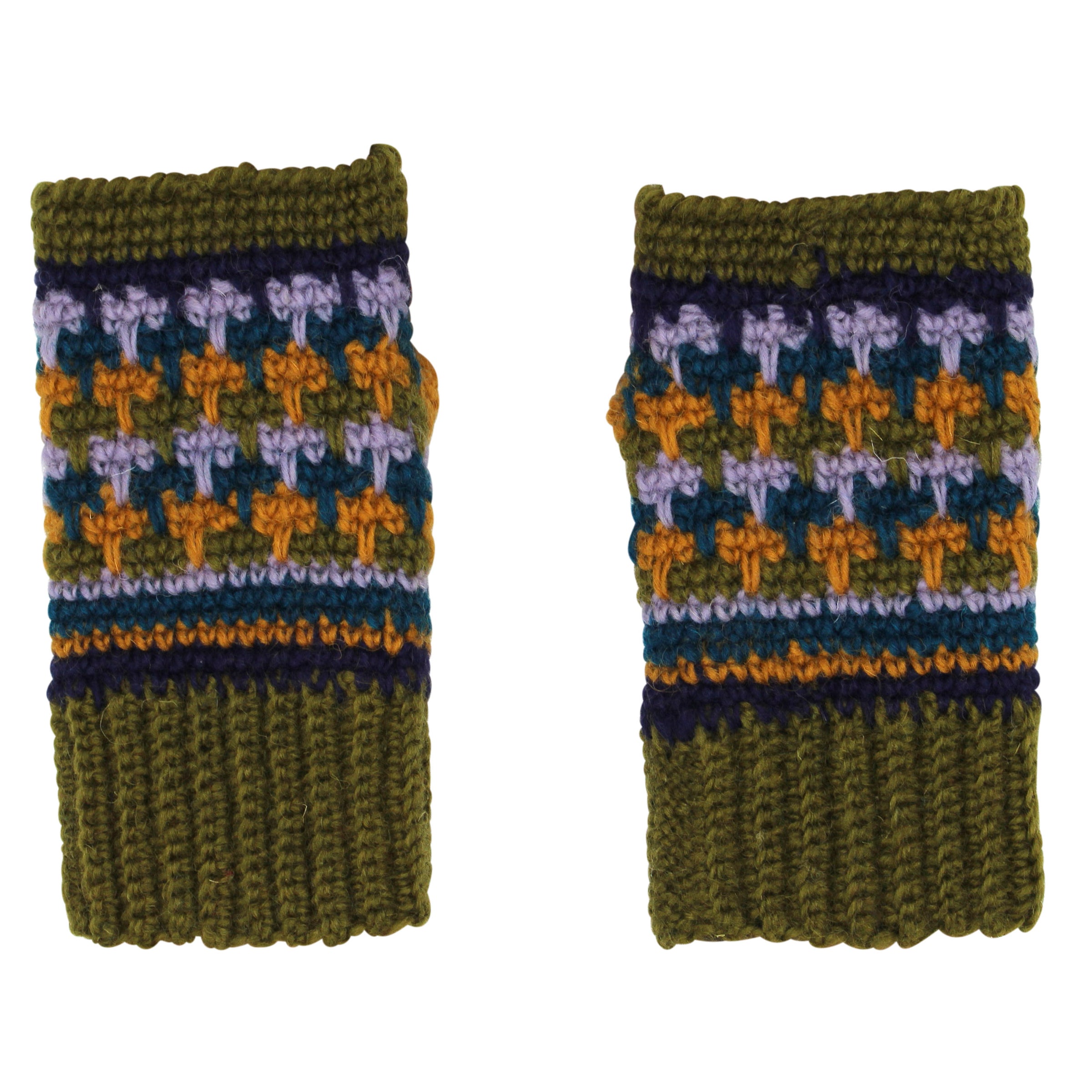 Short Multi Color Fingerless Gloves