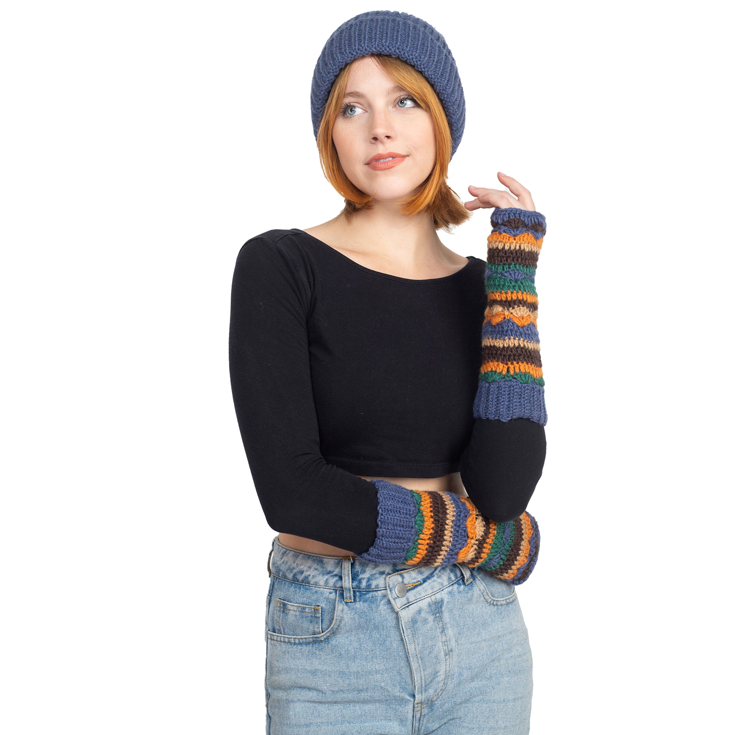 Long Multi Color Stripe Armwarmer
