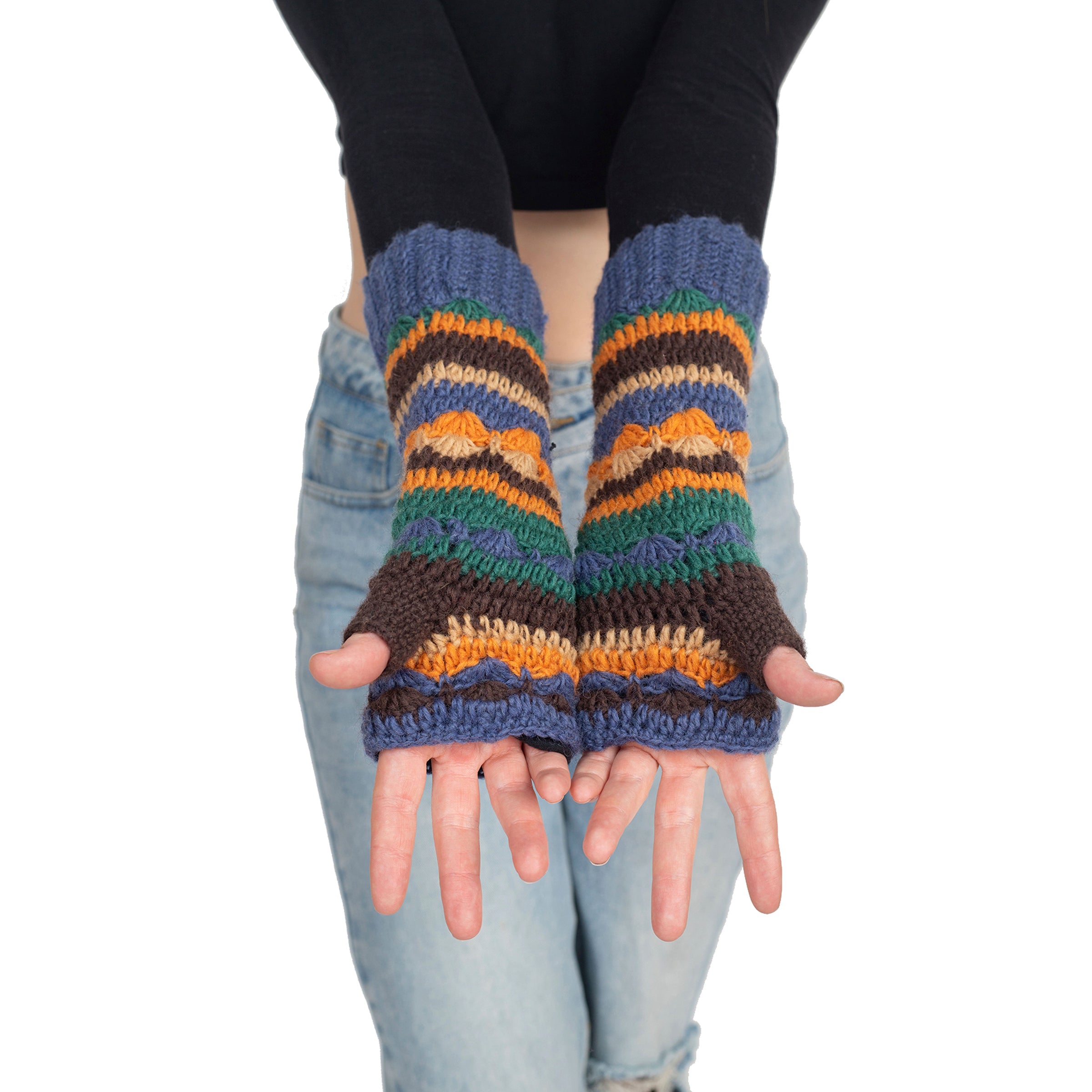 Long Multi Color Stripe Armwarmer
