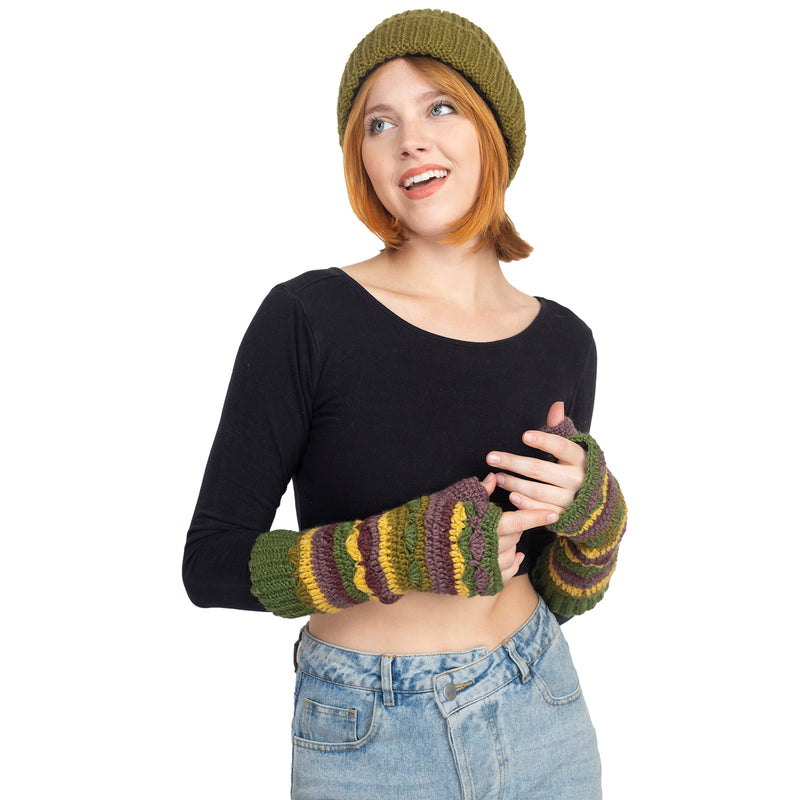 Long Multi Color Stripe Armwarmer