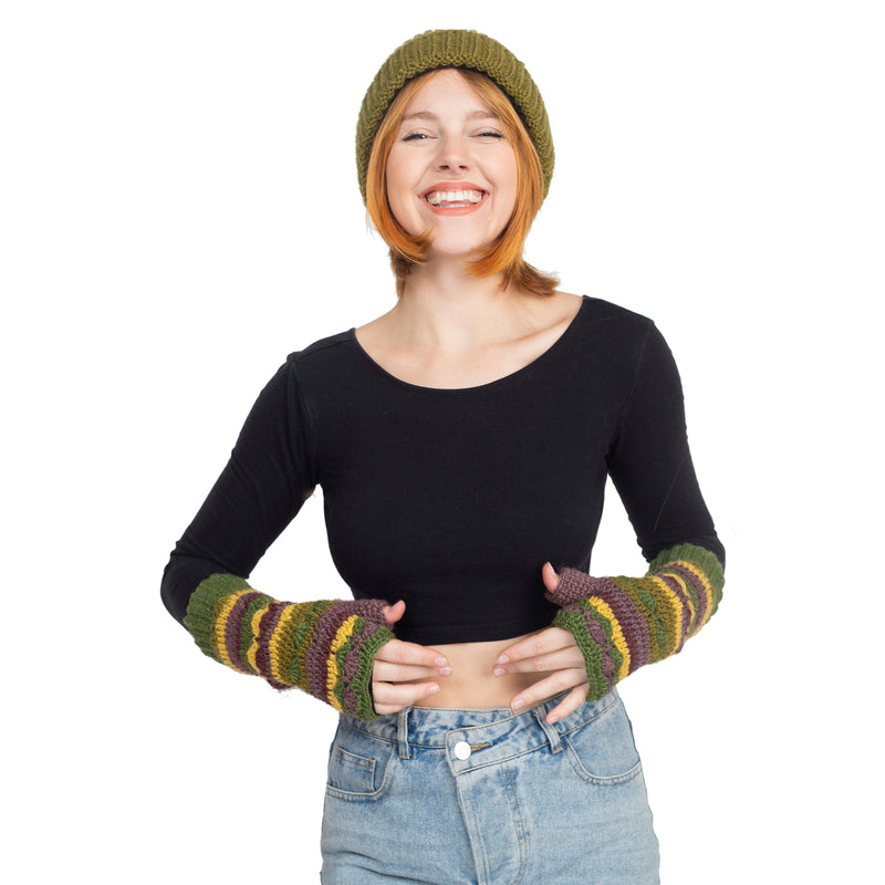 Long Multi Color Stripe Armwarmer