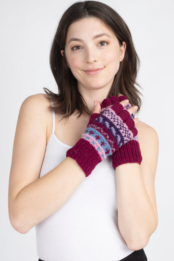 Winter Love Fingerless Wool Arm Warmers