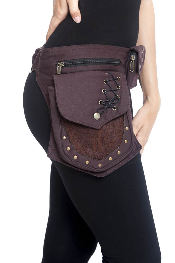 Vanlison Leg Bag Thigh Bag for Women Renaissance Bag Lace Waist Bag  Festival Bag Hip Bag Renaissance Belt Bag Women Brown