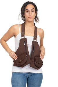 Steampunk Zip Pocket Canvas Vest Bag-One Size