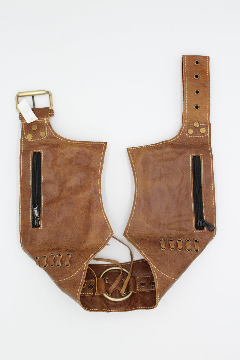 The Gypsy Duo - A Leather Duo Pack Hip Bag Belt-Brown