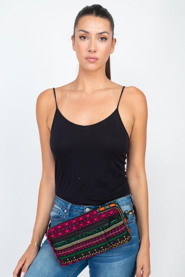Jacquard sling chest bag