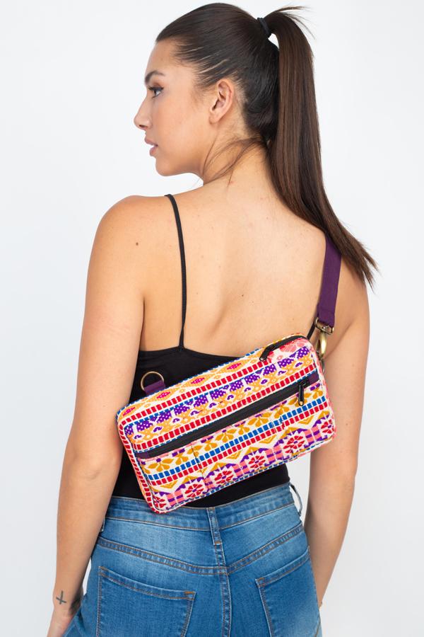 Jacquard sling chest bag