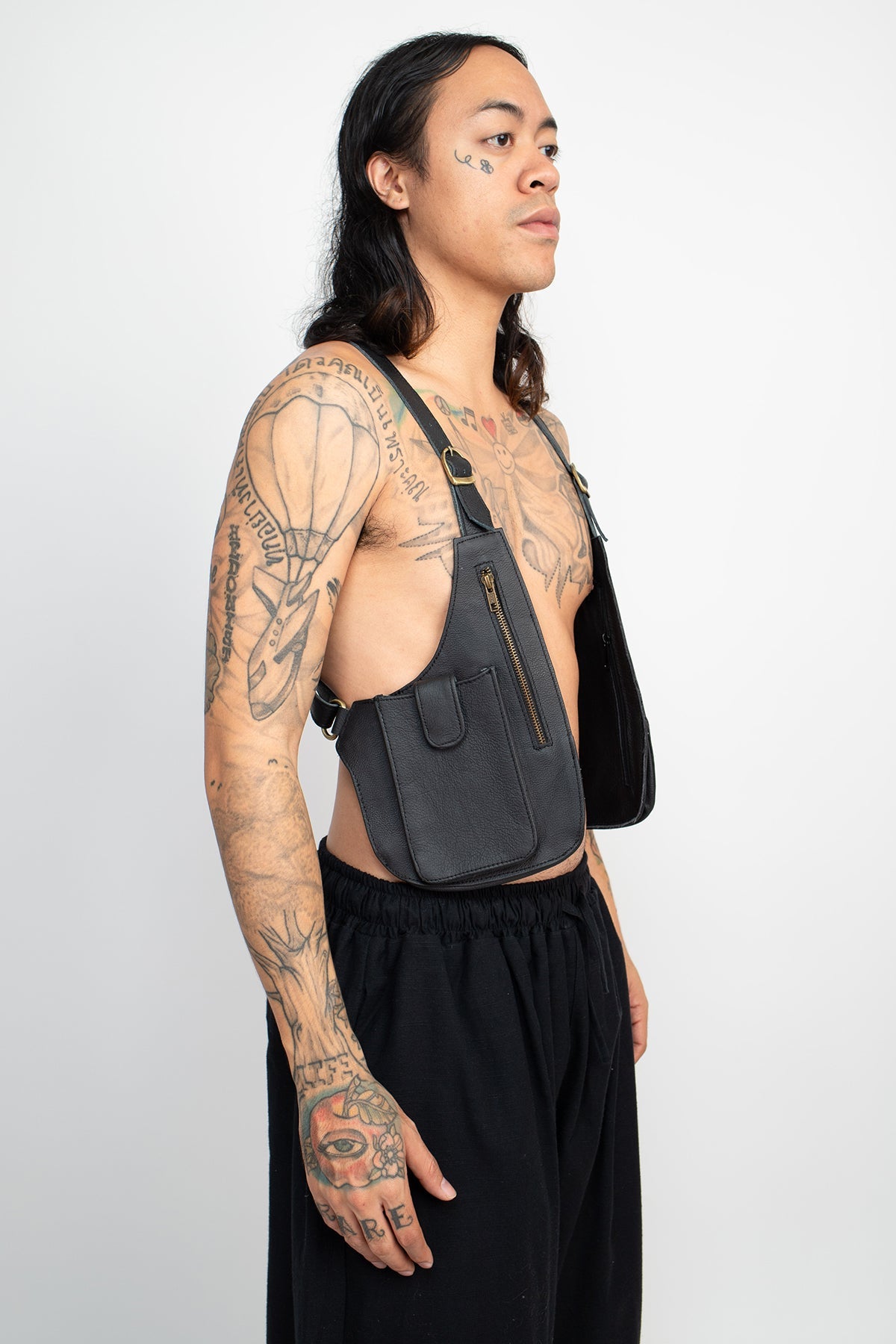 Leather Zip Festival Vest Holster Bag - Utility + Pockets | Silly Yogi