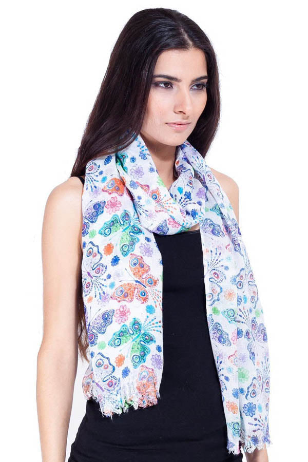 Women's boho Urban butterfly print spring scarf stole