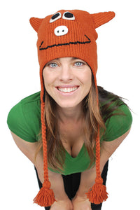 Womens Woolen Animal Hat Piggy Beanie